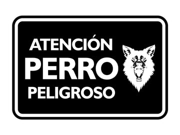 Signs ByLITA Classic Framed Atención Perro Peligroso Graphic Spanish Security Wall or Door Sign